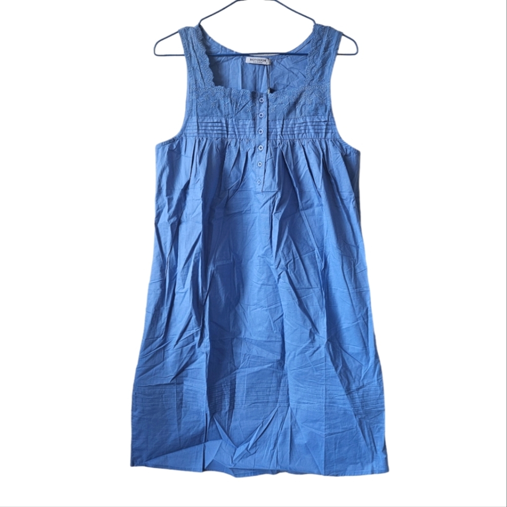 HOTOUCH Blue Sleeveless Eyelet Trim Mini Shift Dress